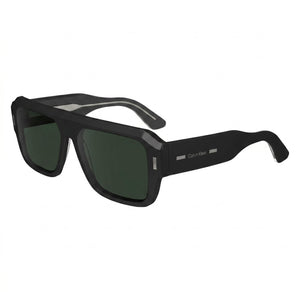 Calvin Klein CK24103 Black Rectangle Sunglasses Unisex, Green lens