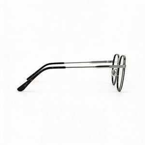 Calvin Klein Ck24113 Round Eyeglasses Men — side view, Silver Metal temples