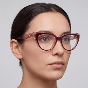 Calvin Klein CKJ 24628 605 Cat Eye Eyeglasses for Women — interior view, Polycarbonate demo lenses