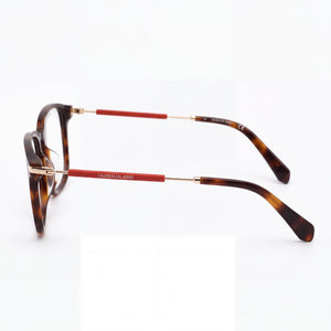 Calvin Klein CKJ18711A Rectangle Eyeglasses Unisex — side view, Havana Plastic temples