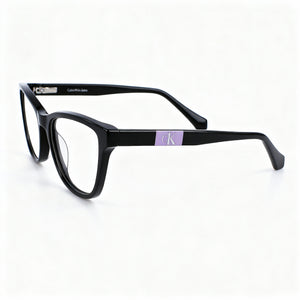 Calvin Klein CKJ22645 Rectangle Eyeglasses Women — side view, Black Acetate temples