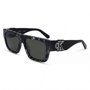 Calvin Klein Ckj23654s Black Rectangle Sunglasses Unisex, Black/White lens