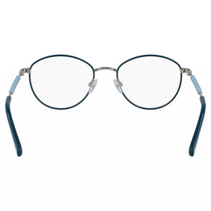 Calvin Klein Jeans CKJ19107 Round Eyeglasses Women — side view, Teal Metal temples