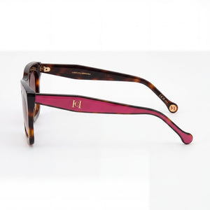 Carolina Herrera 207076 Square Sunglasses Women — side view, Non-Polarized Brown Shaded lens