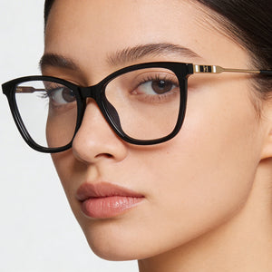 Carolina Herrera Rectangle Eyeglasses for Women — interior view, Polycarbonate demo lenses