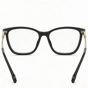 Carolina Herrera Rectangle Eyeglasses Women — side view, Black Acetate temples