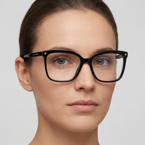 Carolina Herrera Square Eyeglasses for Women — interior view, Polycarbonate demo lenses
