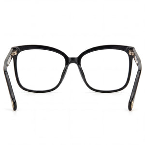 Carolina Herrera Square Eyeglasses Women — side view, Black Acetate temples