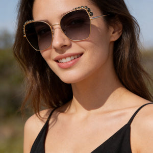 Carolina Herrera Casual Square Sunglasses for Women — interior view, Non-Polarized lens detail