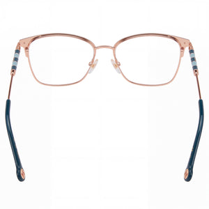 Carolina Herrera CH 0040 Rectangle Eyeglasses Women — side view, Gold Stainless Steel temples
