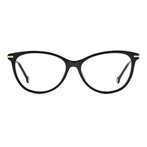 Carolina Herrera CH-0043 Cat Eye Eyeglasses Women — side view, Black Acetate temples