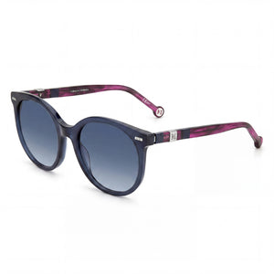 Carolina Herrera CH 0046/S Blue Round Sunglasses for Women, Blue Violet lens