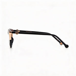 Carolina Herrera CH 0054 Oval Eyeglasses Women — side view, Black Acetate temples