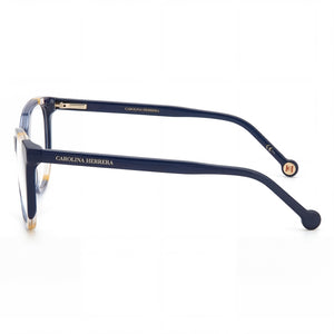 Carolina Herrera CH 0064 Rectangle Eyeglasses Women — side view, Blue Acetate temples