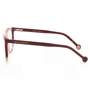 Carolina Herrera Ch 0064 Cat Eye Eyeglasses Women — side view, Red Acetate temples