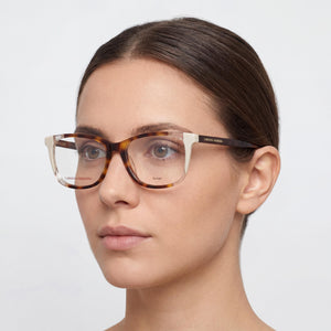 Carolina Herrera CH 0066 Rectangle Eyeglasses Women — side view, Black Acetate temples