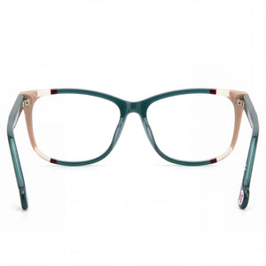Carolina Herrera CH 0066 Square Eyeglasses Women — side view, Blue Acetate temples