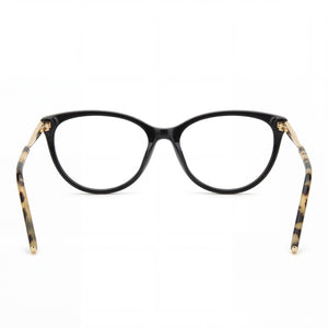 Carolina Herrera Classic Rectangle Eyeglasses Men — side view, Black Plastic temples