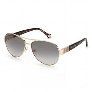 Carolina Herrera Classic Gold Aviator Sunglasses Unisex, Brown Shaded lens