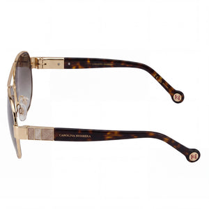 Carolina Herrera Classic Aviator Sunglasses Unisex — side view, Non-Polarized Brown Shaded lens