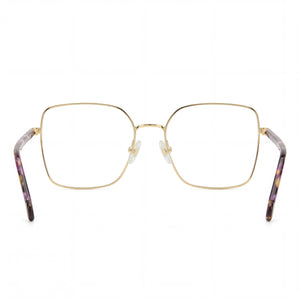 Carolina Herrera Classic Butterfly Eyeglasses Women — side view, Violet Gold Metal temples