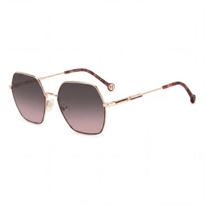 Carolina Herrera Essential Gold Red Shield Sunglasses for Women, Gold lens