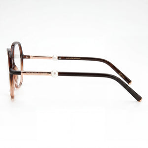 Carolina Herrera Her 0080 Round Eyeglasses Women — side view, Brown Nude Polyamide temples