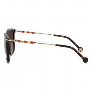 Carolina Herrera Her 0100/g/s Cat Eye Sunglasses Women — side view, Non-Polarized Havana lens