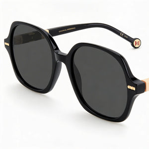 Carolina Herrera HER-0106/S Rectangle Sunglasses Women — side view, Non-Polarized Black lens