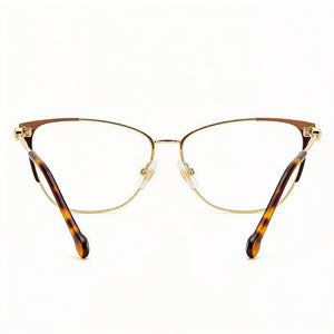 Carolina Herrera Her 0116 Rectangle Eyeglasses Women — side view, Gold Alloy Steel temples