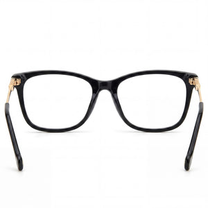 Carolina Herrera HER 0118/G Rectangle Eyeglasses Women — side view, Black Acetate temples
