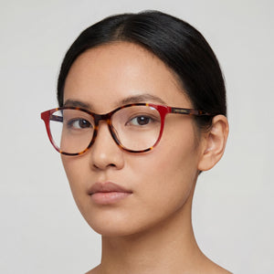 Carolina Herrera Her 0123 Square Eyeglasses Unisex — side view, Havana Acetate temples