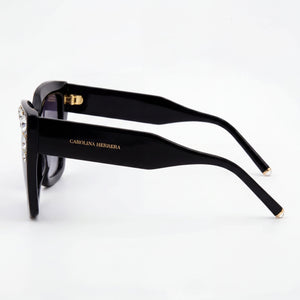 Carolina Herrera Her 0130/S Cat Eye Sunglasses Women — side view, Non-Polarized Dark Grey Shaded lens