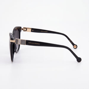 Carolina Herrera Her 0134/S Cat Eye Sunglasses Women — side view, Non-Polarized Dark Grey Shaded lens