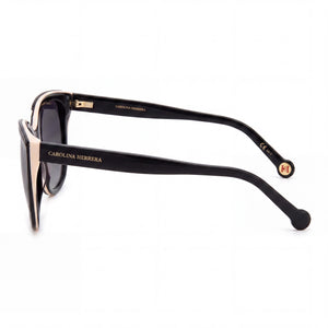 Carolina Herrera HER 0144/S Square Sunglasses Women — side view, Non-Polarized Dark Grey Shaded lens