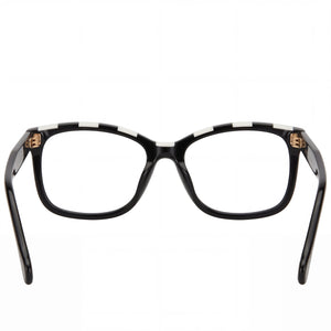 Carolina Herrera Her 0147 Rectangle Eyeglasses Women — side view, Black White Acetate temples