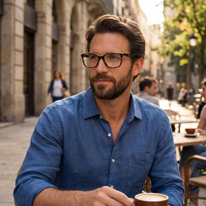 Carolina Herrera Her 0147 Rectangle Eyeglasses for Men — interior view, Polycarbonate demo lenses