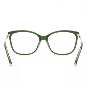 Carolina Herrera HER 0154 Cat Eye Eyeglasses Women — side view, Green Acetate temples