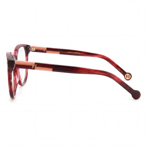 Carolina Herrera Her 0158 Cat Eye Eyeglasses Women — side view, Red Acetate temples