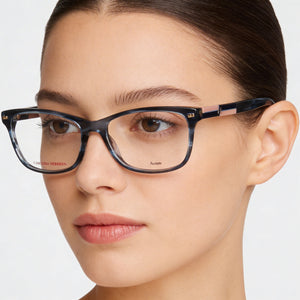 Carolina Herrera HER 0160 Rectangle Eyeglasses Women — side view, Havana Acetate temples