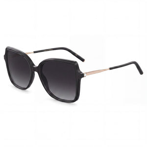 Carolina Herrera Her 0179/S Black Square Sunglasses for Women, Black Gold lens