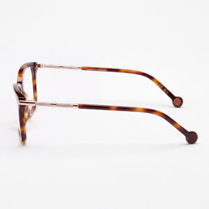 Carolina Herrera HER 0198 Rectangle Eyeglasses Women — side view, Havana Plastic temples