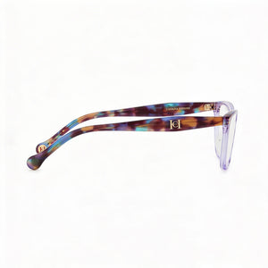 Carolina Herrera HER 0202/G Rectangle Eyeglasses Women — side view, Violet Acetate temples