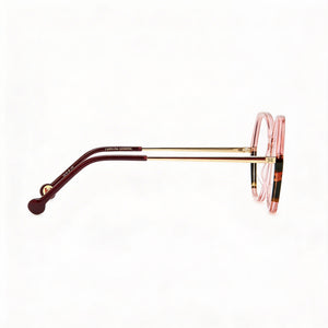 Carolina Herrera HER 0205 Rectangle Eyeglasses Women — side view, Pink Havana Light Acetate temples