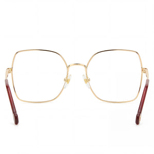 Carolina Herrera HER 0206 Square Eyeglasses Women — side view, Burgundy Gold Metal temples