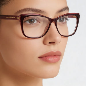 Carolina Herrera Her 0208 Rectangle Eyeglasses for Women — interior view, Polycarbonate demo lenses