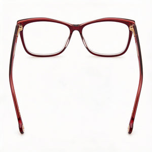 Carolina Herrera Her 0208 Rectangle Eyeglasses Women — side view, Red Acetate temples