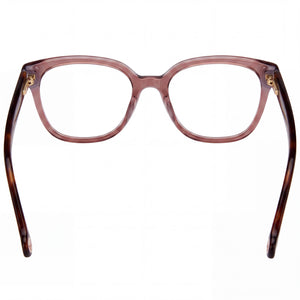Carolina Herrera HER 0214 Rectangle Eyeglasses Women — side view, Brown Acetate temples