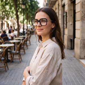 Carolina Herrera HER 0233 Rectangle Eyeglasses Women — side view, Black Acetate temples