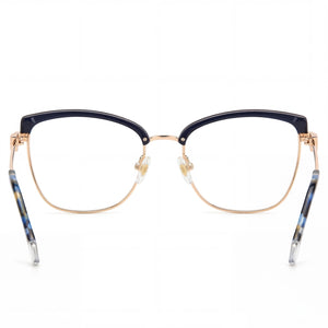 Carolina Herrera HER 0243 Square Eyeglasses Women — side view, Blue Gold Metal temples